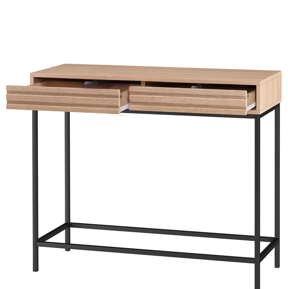 Konsolentisch in Eiche Optik und Schwarz - Lunira
