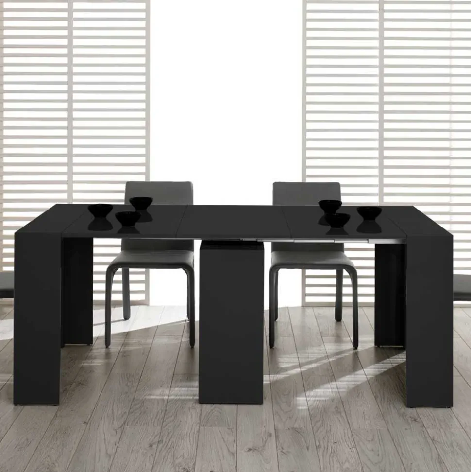 Konsolentisch verlängerbar als großer Esstisch Sumilar in Schwarz