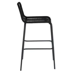 Kordel Geflecht Barstuhl in Schwarz - Dariana (4er Set)