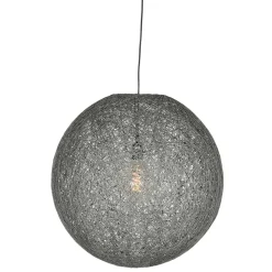 Kugel Hängelampe aus Flachsgewebe in Grau - Gioja