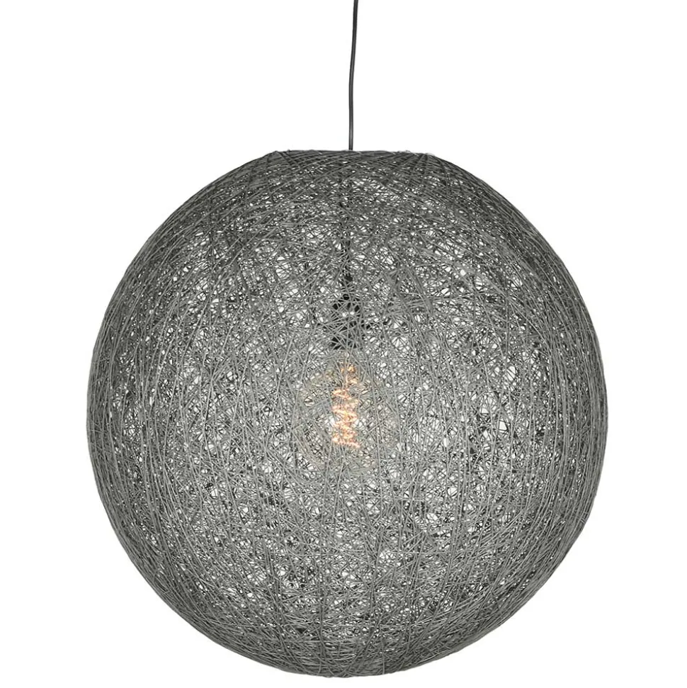 Kugel Hängelampe aus Flachsgewebe in Grau - Gioja