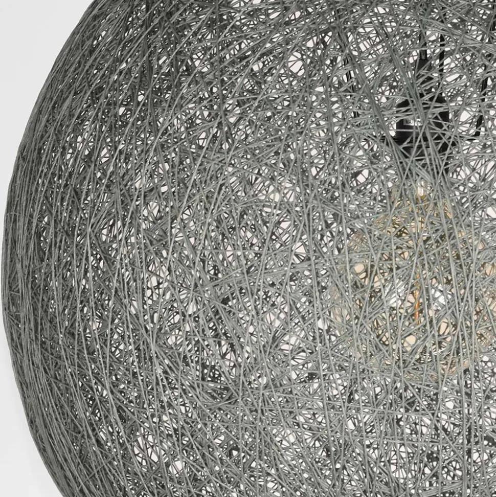 Kugel Hängelampe aus Flachsgewebe in Grau - Gioja