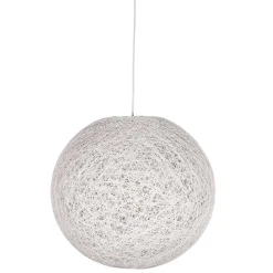 Kugelleuchte aus Flachs Gewebe in Weiß - Peso