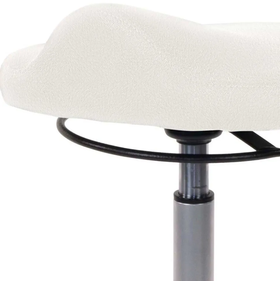 Kunstleder Arbeitshocker in Weiß - Calexia