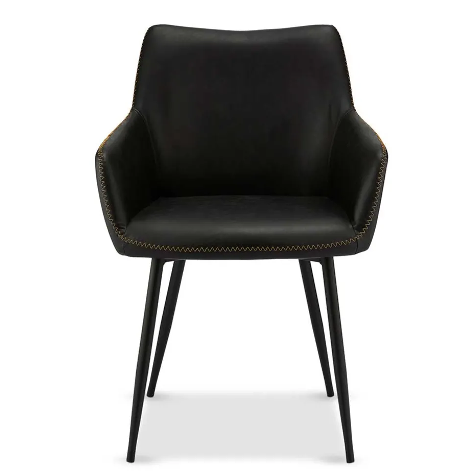 Kunstleder Esstischsessel in Schwarz - Oristano (2er Set)