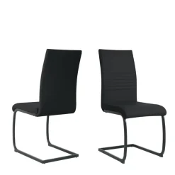 Kunstleder Freischwinger in Schwarz - Pencras (2er Set)