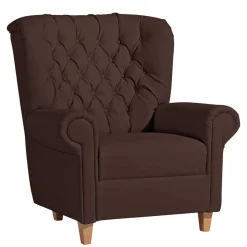 Kunstleder Ohrensessel in Braun - Ziller