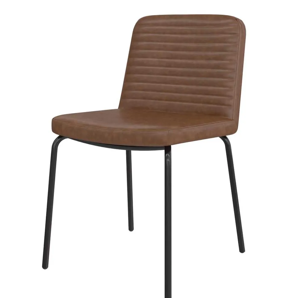 Kunstleder Polsterstühle in Braun - Laddion (2er Set)