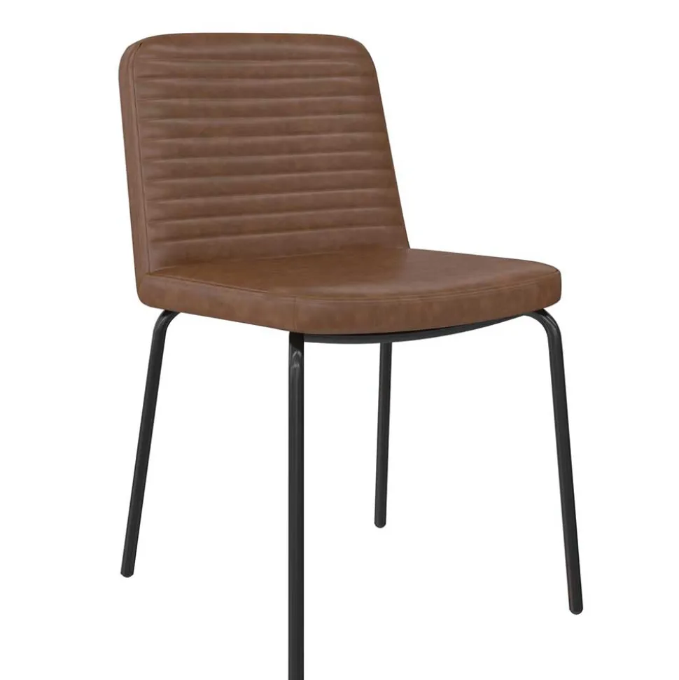 Kunstleder Polsterstühle in Braun - Laddion (2er Set)