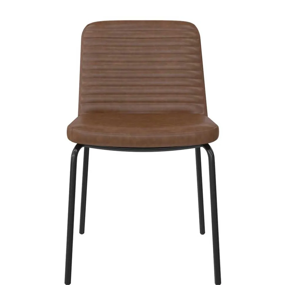 Kunstleder Polsterstühle in Braun - Laddion (2er Set)