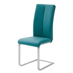 Kunstleder Polsterstuhl in Petrol Fascinationa mit Schwinggestell Edelstahl (4er Set)