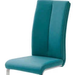 Kunstleder Polsterstuhl in Petrol Fascinationa mit Schwinggestell Edelstahl (4er Set)