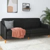 Kunstleder Schlafsofa in Schwarz - Marc