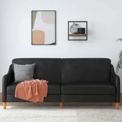 Kunstleder Schlafsofa in Schwarz - Marc