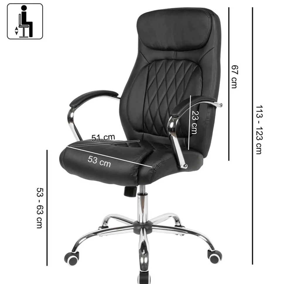 Kunstleder Schreibtischsessel in Schwarz - Elliot