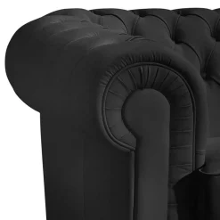 Kunstleder Wohnzimmercouch in Schwarz - Riscos