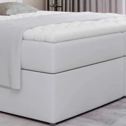 Kunstlederbett in Weiß mit Stauraum - Norman