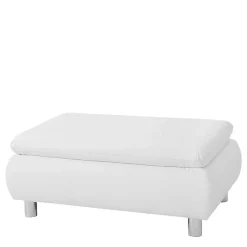 Kunstlederhocker in Weiß und Chrom - Niridena