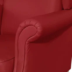 Kunstleder-Ohrensessel in Rot - Ponzas