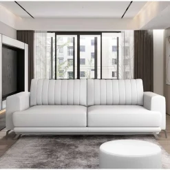 Kunstleder-Schlafsofa in Weiß - Filax