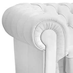 Kunstledersofa in Weiß - Chesterfield - Dossera