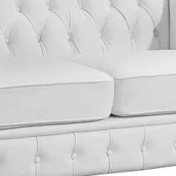 Kunstledersofa in Weiß - Chesterfield - Dossera