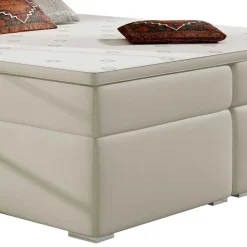 Kunstleder-Stauraumbett in Cremeweiß - Olav