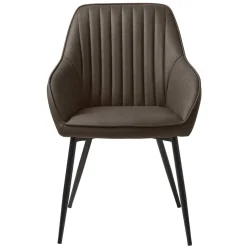 Kunstlederstühle in Dunkelbraun mit Armlehnen - Petrolina (2er Set)