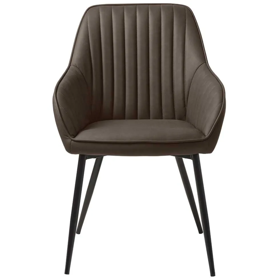 Kunstlederstühle in Dunkelbraun mit Armlehnen - Petrolina (2er Set)