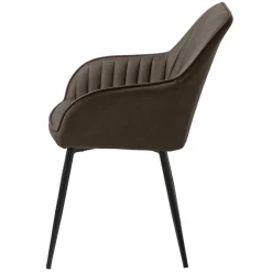 Kunstlederstühle in Dunkelbraun mit Armlehnen - Petrolina (2er Set)