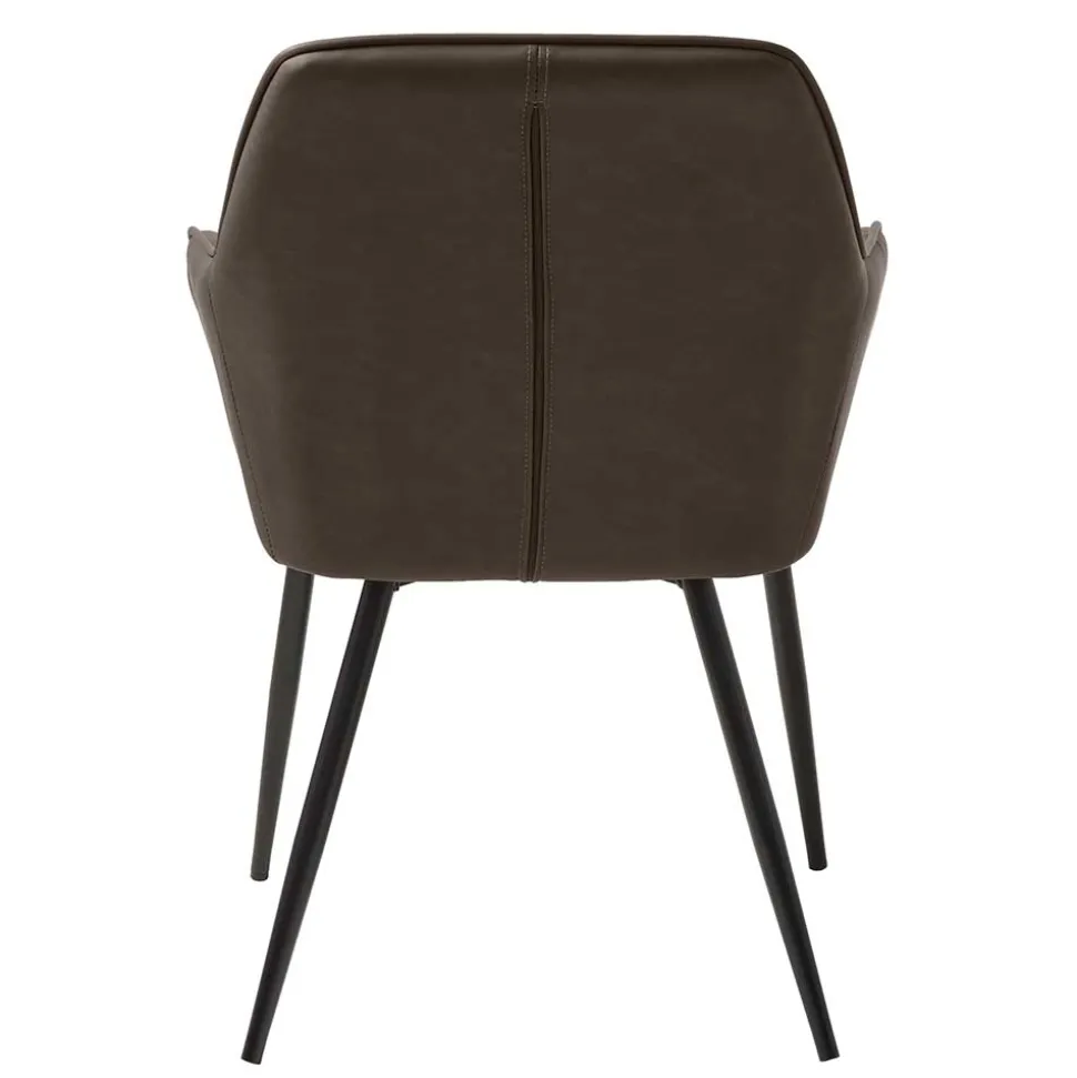 Kunstlederstühle in Dunkelbraun mit Armlehnen - Petrolina (2er Set)