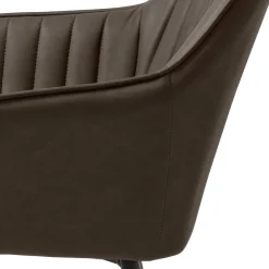 Kunstlederstühle in Dunkelbraun mit Armlehnen - Petrolina (2er Set)