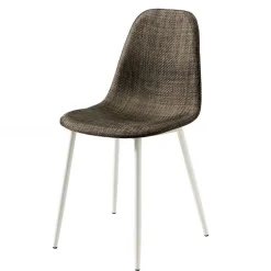 Kunstrattan Schalenstuhl in Braun Macorys mit Stahl Gestell Weiß (4er Set)