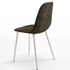 Kunstrattan Schalenstuhl in Braun Macorys mit Stahl Gestell Weiß (4er Set)