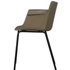 Kunststoff Armlehnenstühle in Graubraun - Cayro (4er Set)