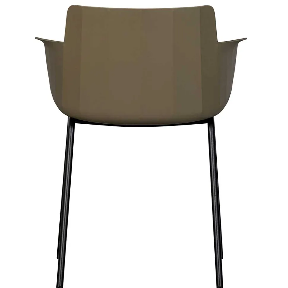 Kunststoff Armlehnenstühle in Graubraun - Cayro (4er Set)