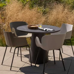 Kunststoff Armlehnenstühle in Graubraun - Cayro (4er Set)