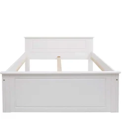 Lackiertes Kiefernholz Ehebett in Weiß - Velriva