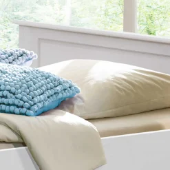 Lackiertes Kiefernholz Ehebett in Weiß - Velriva