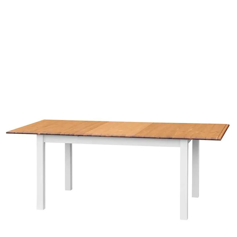 Landhaus Ausziehtisch in Weiß und Eiche - Bordona