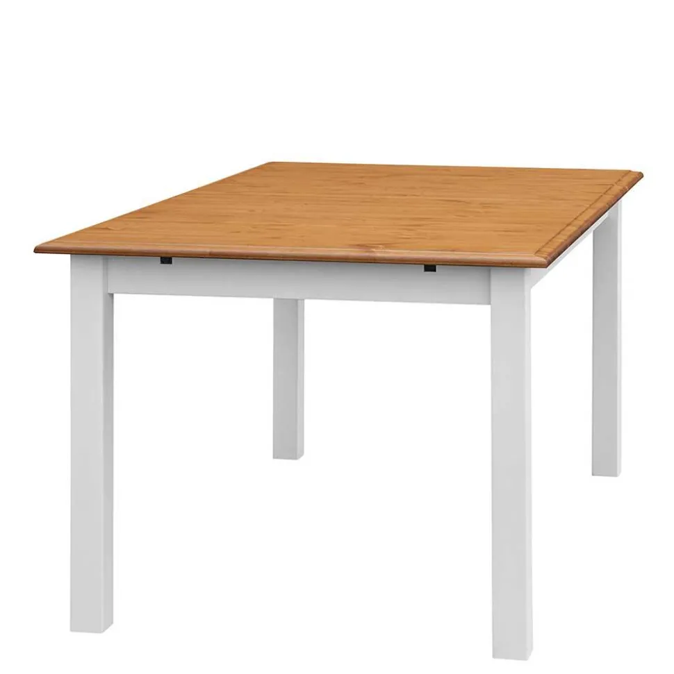 Landhaus Ausziehtisch in Weiß und Eiche - Bordona