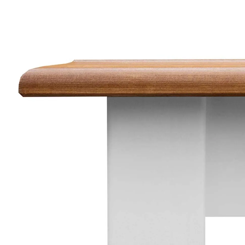 Landhaus Ausziehtisch in Weiß und Eiche - Bordona