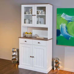 Landhaus Büfett Schrank in Weiß mit Braun - Vatina