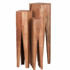 Landhaus Blumenständer Set Pisino aus Massivholz naturbelassen (dreiteilig)