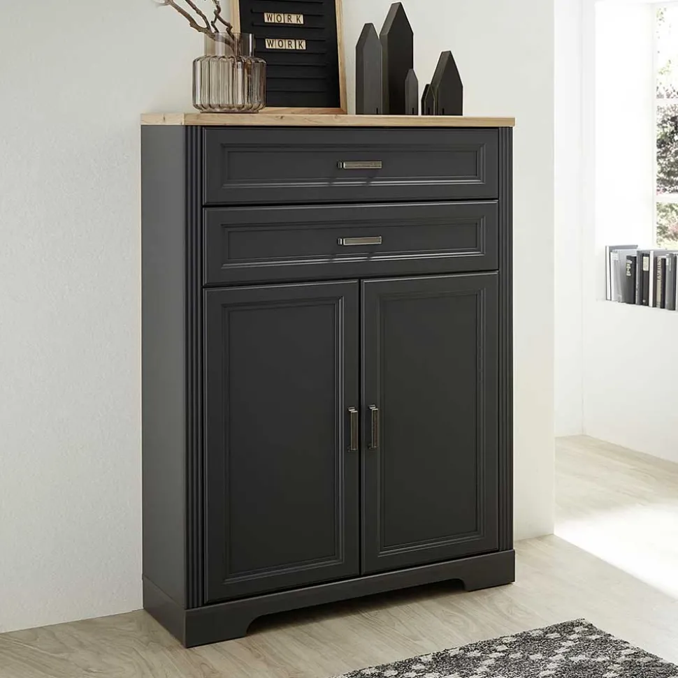 Landhaus Büro Aktenschrank in Grau & Eiche NB - Joe