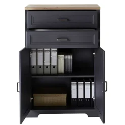 Landhaus Büro Aktenschrank in Grau & Eiche NB - Joe