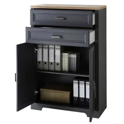 Landhaus Büro Aktenschrank in Grau & Eiche NB - Joe