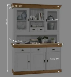 Landhaus Buffetvitrine Sibiuta in Weiß