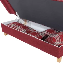 Landhaus Chaiselongue in Rot mit Karo Muster - Litruna