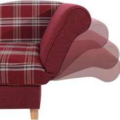 Landhaus Chaiselongue in Rot mit Karo Muster - Litruna